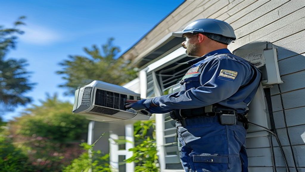 Técnico de Clima Confort dando servicio a un aire acondicionado